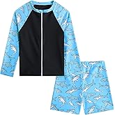 SunFocus Boys Zipper Rash Guard Sets UPF 50+ with Short 3-9 Years