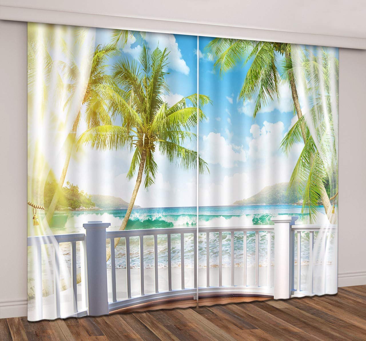 H HONGYZCL Digitaler Druckvorhang des Kokosnussbaums 3D Passend Für