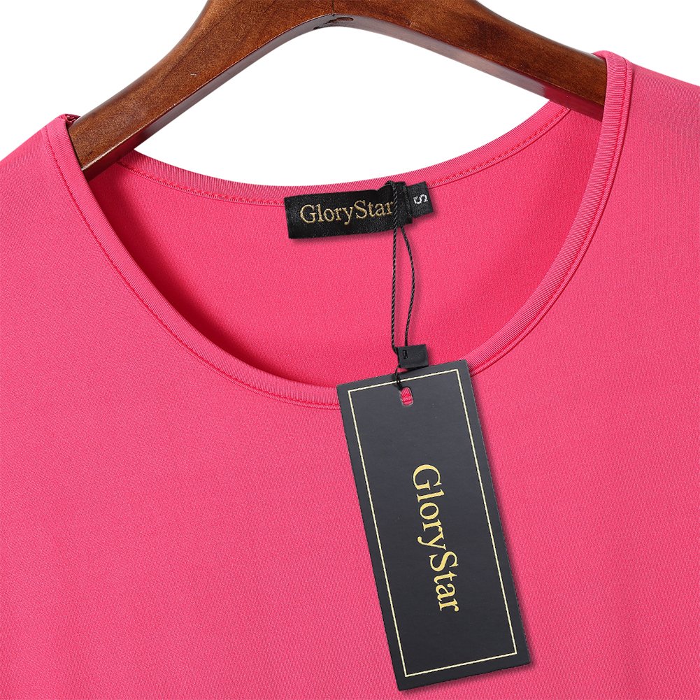 GloryStar Women\'s Maxi Dress Floral Printed Autumn 3/4 Sleeve Casual Tunic Long Wrap Dress Pink XL