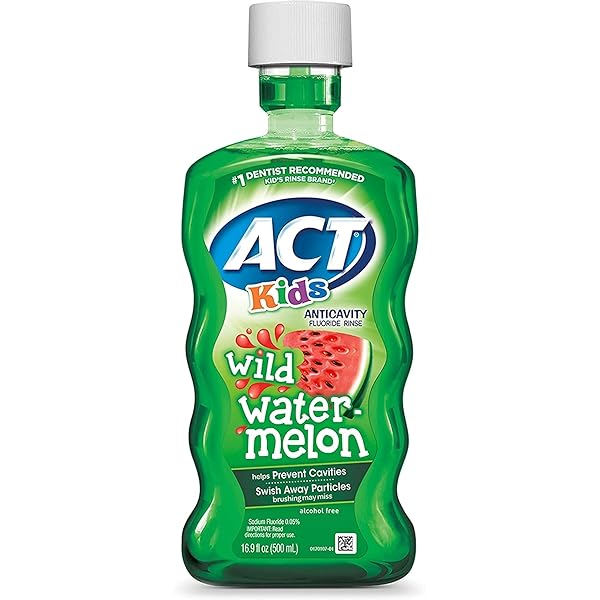 ACT KIDS ANTICAVITY FLUORIDE RINSE WILD WATERMELON 16.9 FL. OZ. ACCURATE DOSING CUP, ALCOHOL FREE