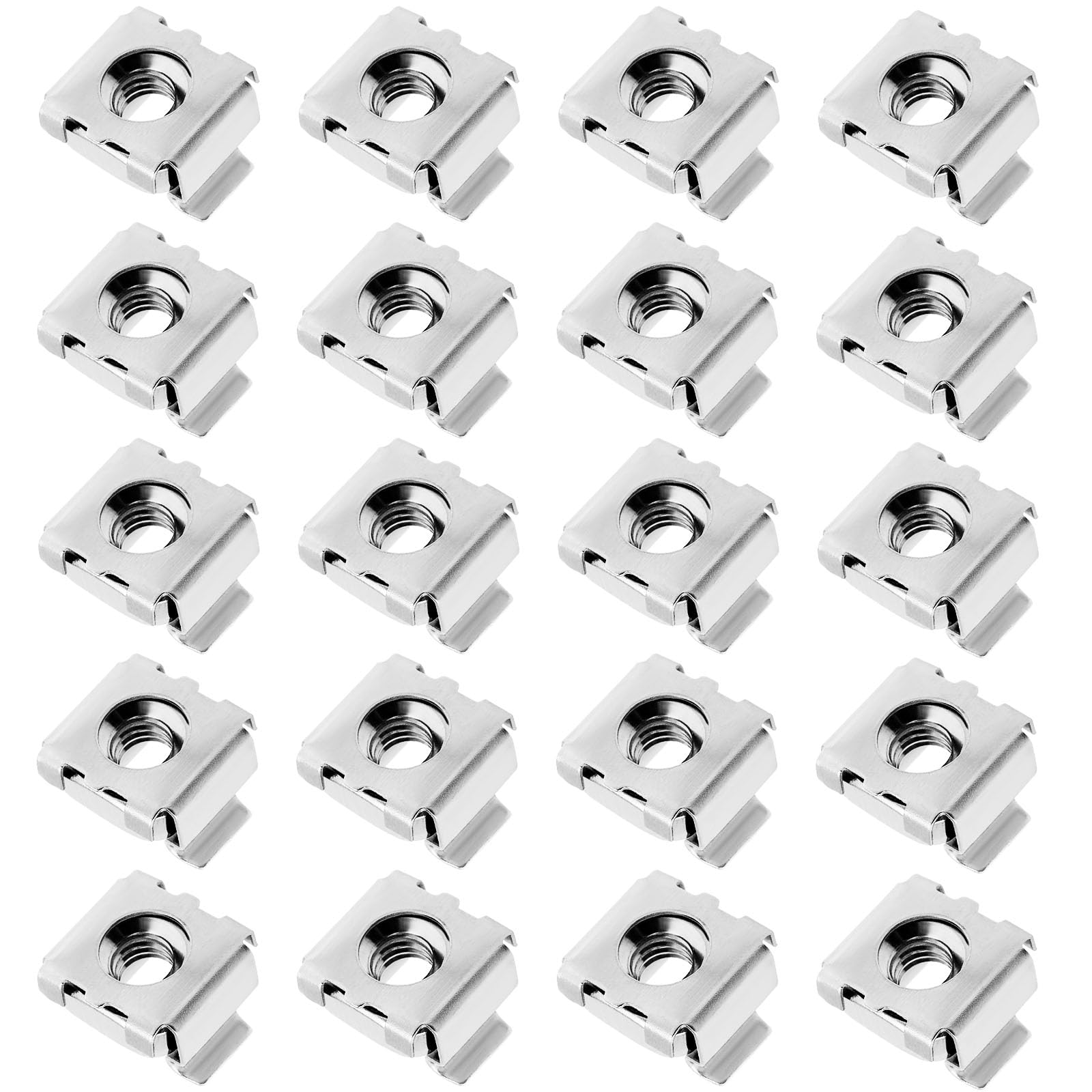 EMSea 20pcs M5 Cage Nuts 304 Stainless Steel Nuts Assembly Kit for Network Cabinets Server Cabinets Electronics Casings Racks Silver