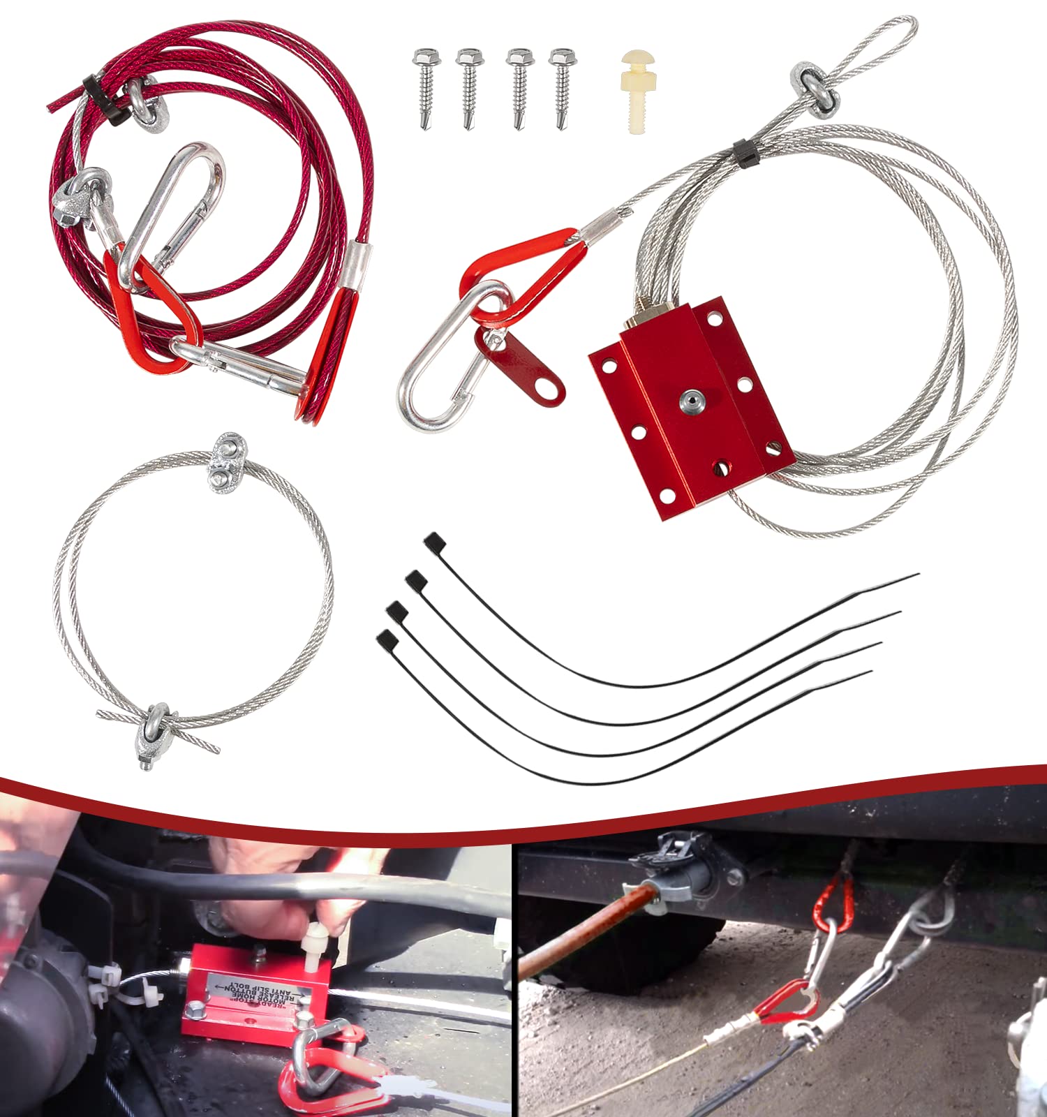 Photo 1 of RV Camper Trailer Towing Breakaway Cables Kit with Flat Towing Brake Away Control Device, Supplemental Safety Brake System Use with RV Tow Bars