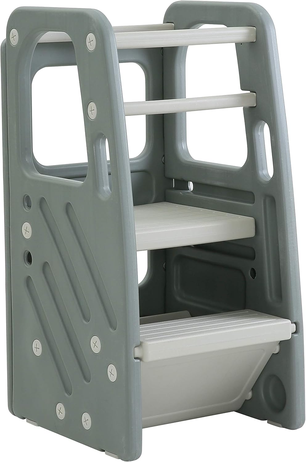 SDADI Childrens Step Stool with Three Adjustable Heights, Grey: Furniture & Decor