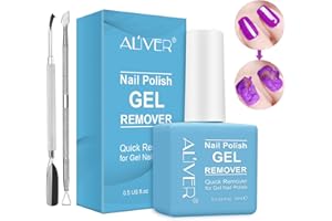 VXHDAG Gel Nail Polish Remover(15ML) - Professional Removes Nail Polish in 3-5 Minutes, Quickly & Easily, Not Hurt Nails with 1 PCS Cuticle Pusher + 1 PCS Nail Polish Scraper Blue