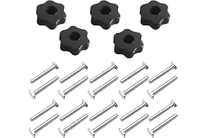 Gabasinover 20 pcs M8 2-1/2" Inch Long T Slot Bolts and 6-Star Clamping knobs of The packge fits for T Track Accessories, Feather Boards, Woodworking jigs and fixtures