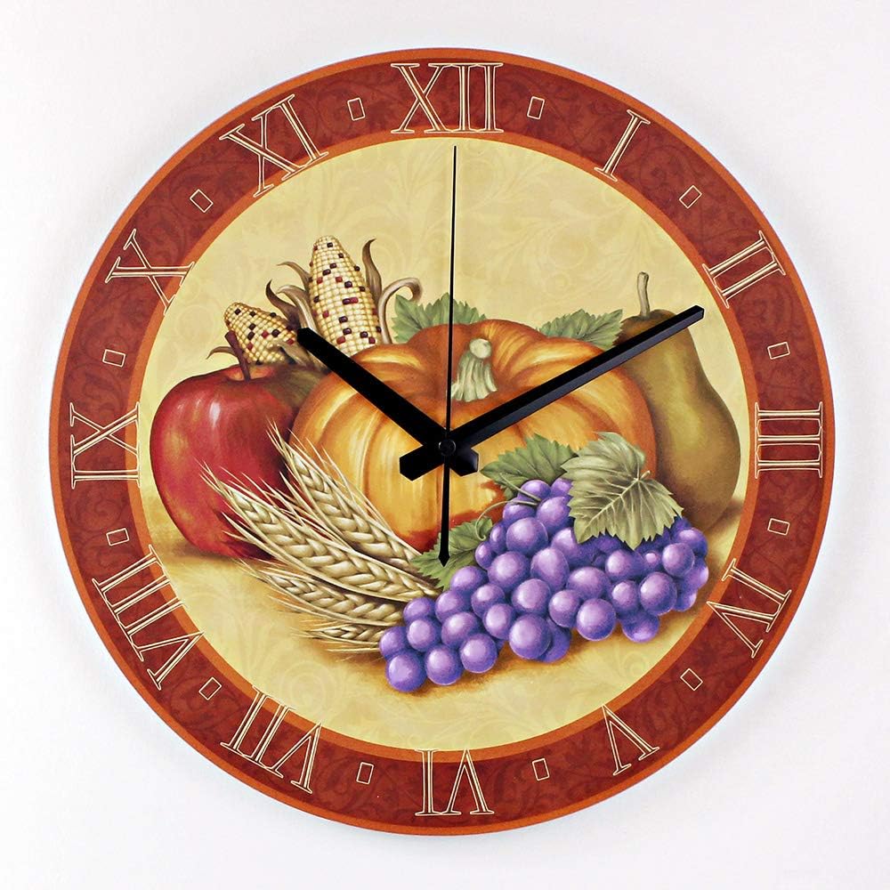 LZCHA Basic Wall Clock Roman Word Fruit Grape Vintage Wooden Clock Best Gift For Kids