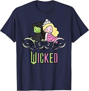 Wicked Elphaba & Glinda Together Playful Cartoon Style T-Shirt