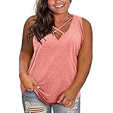 Plus Size Tank Tops for Women Summer Sleeveless Sexy V Neck T-Shirts Tops Casual Loose Cotton Tees