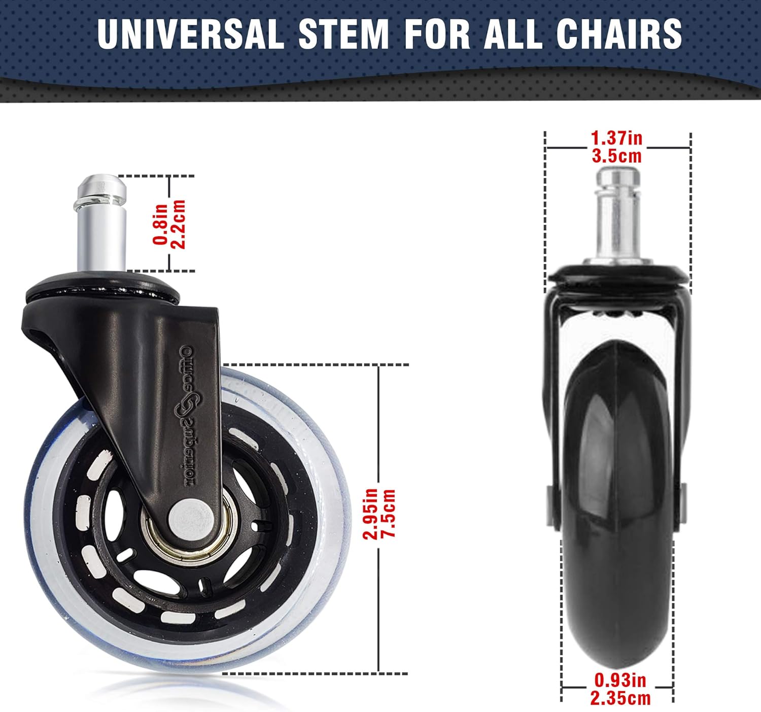 Office Chair Wheels Replacement (Set of 5) for Carpet, Hardwood, Wood, Tile, and Laminate Floor, Strong Casters to Replace Your Desk Floor Mat, Universal Fit : Office Products