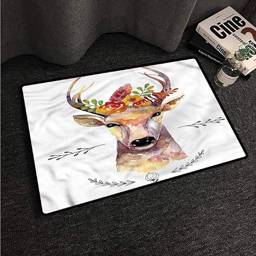 Amazon Com Kitchen Mat Indie Watercolor Deer Rustic W35 Xl59