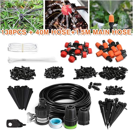 NASUM Riego por Goteo, Kit de Riego138 Piezas, DIY Sistema de ...