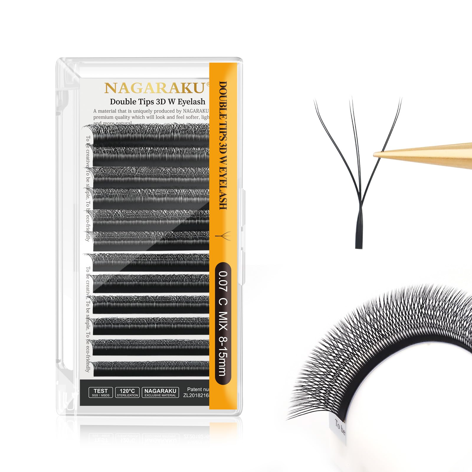 NAGARAKU ww Eyelash Extensions Supplies w lash 0.07mm C curl Mix Tray 8-15mm Premade Fans 6D Russian Volume Faux Mink Matte 12 rows Cluster pre Fanned Wispies Crisscross Eye Lashes