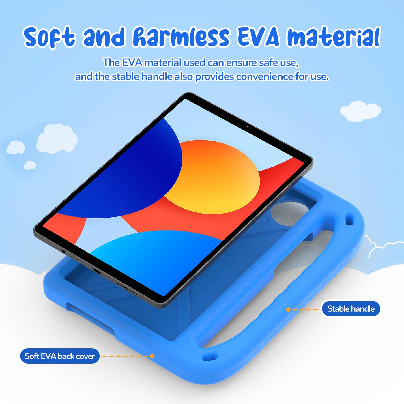 RollinCase Kinder Hülle für Xiaomi Redmi Pad SE 8.7 Zoll 2024, Eva Leicht Stoßfest Schutzhülle mit Kindergriff und Schultergurt, Blau 8