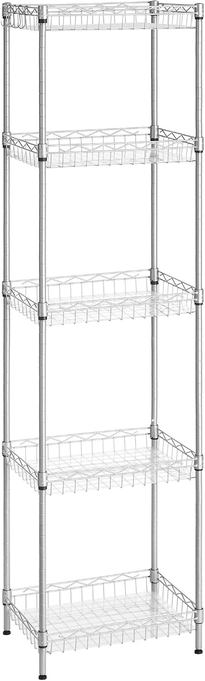 SONGMICS Metal Storage Shelf Wire Basket Shelving Unit 100 kg LGR105E01