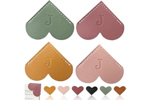 TOPALIVING Personalized Leather Heart Bookmark, 26 Letters Customized Corner Book Mark for Reading Women, Book Marker with Initials，Cute Gifts (Light Pink+Deep Pink+Green+Light Brown, J)