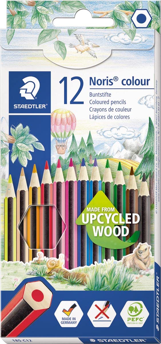 Staedtler 65283 Noris 185 Coloured Pencil Case Cardboard Wopex 12 Assorted Colours