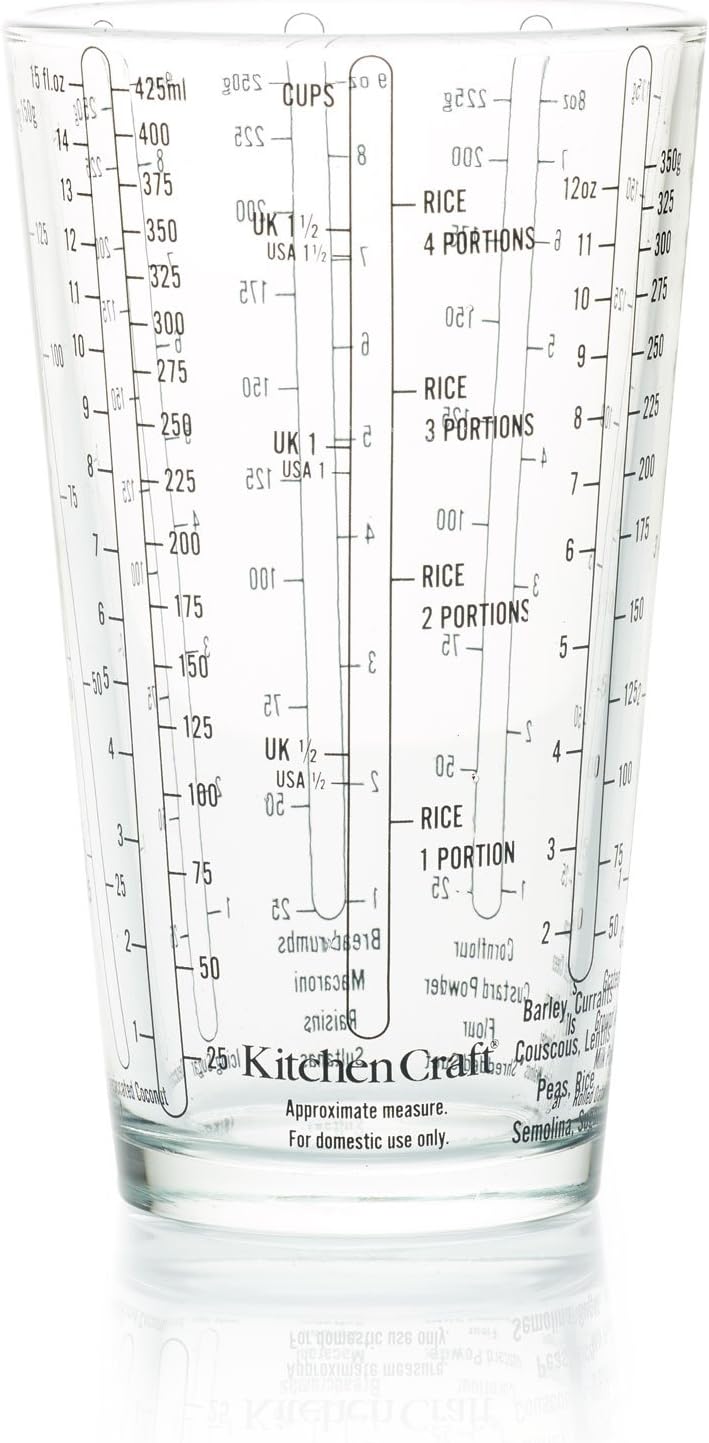 KitchenCraft Glass Measuring Cup 45 ml Imperial Metric Units Kitchen Tool