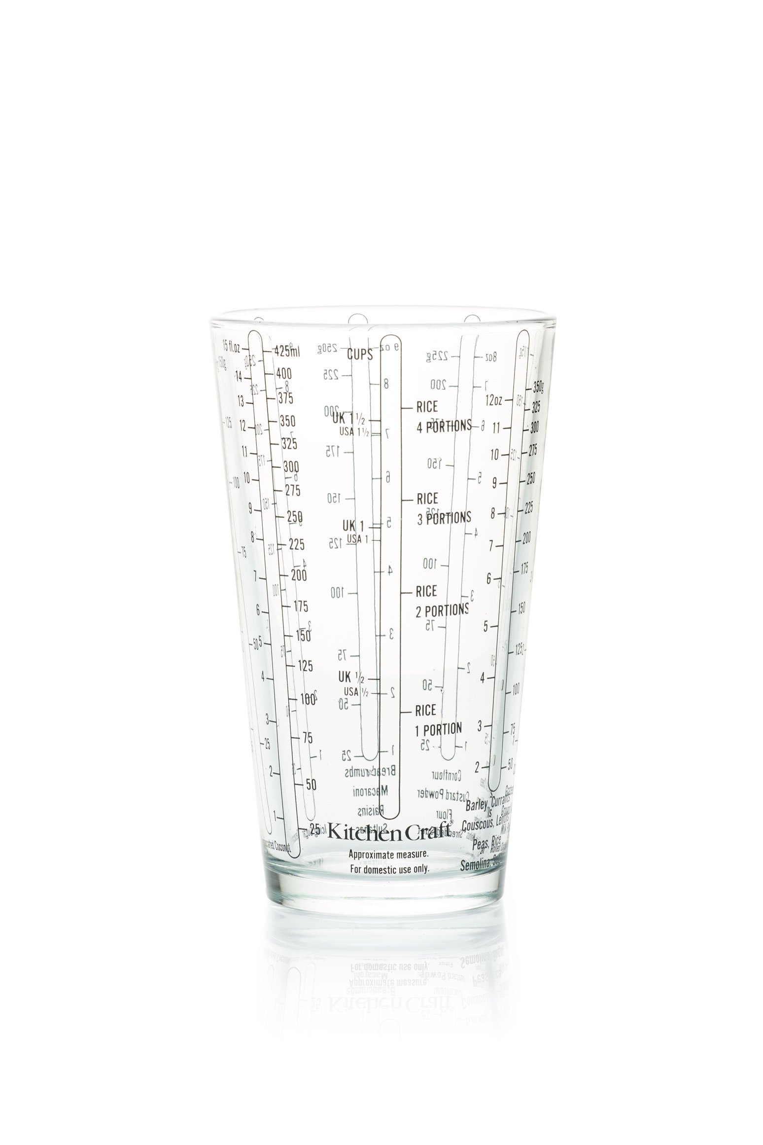 KitchenCraft Glass Measuring Cup for Wet and Dry Ingredients, Imperial and Metric Units, Powdered Mixes and Liquids, 45 ml
