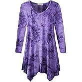 LARACE Plus Size Tops for Women Tunic Asymmetrical Dress Shirts 3/4 Sleeve V Neck Flowy Ladies Clothes for Leggings