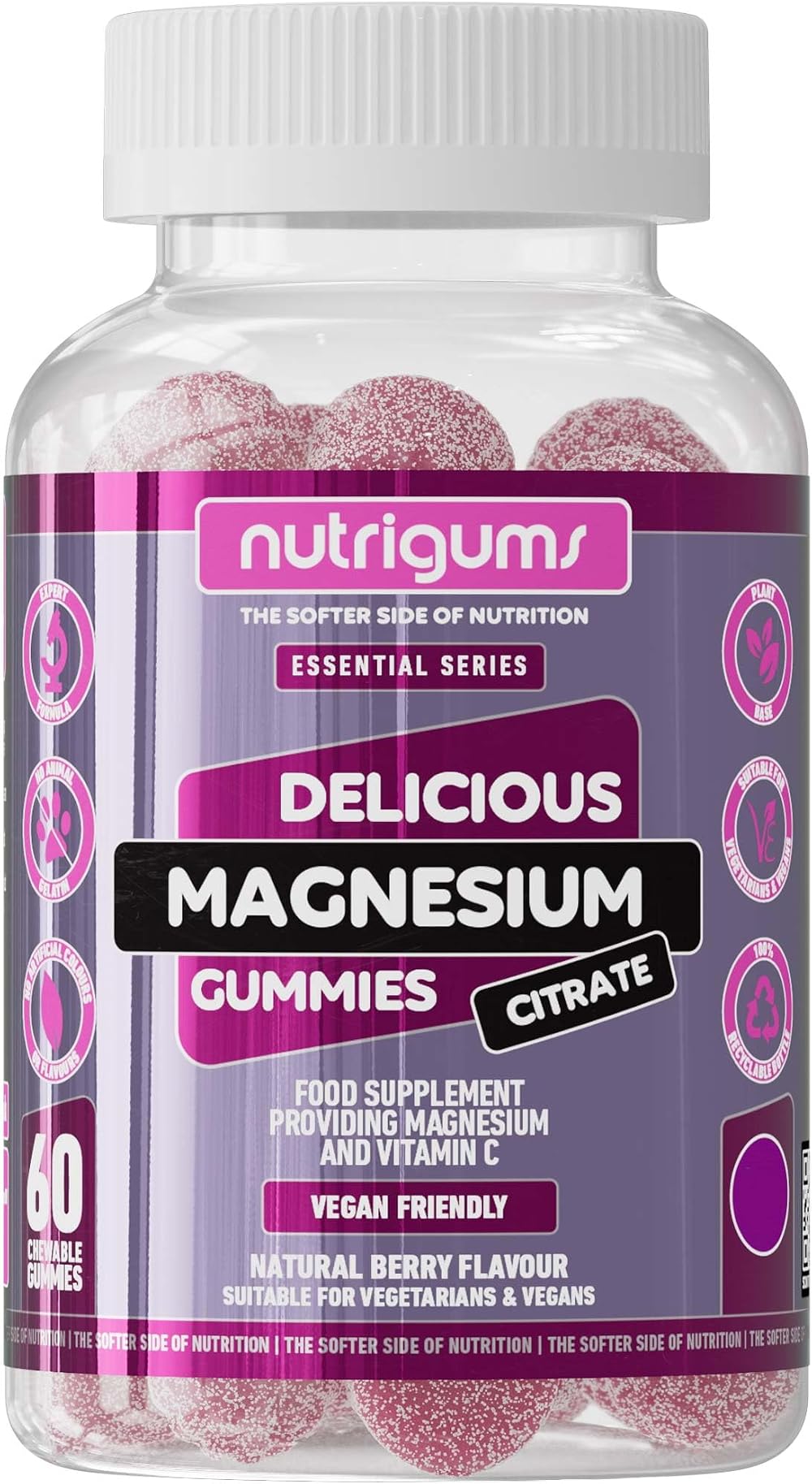 Nutrigums Magnesium Citrate 1250mg & Vitamin C Gummy 60 Vegan Gummies