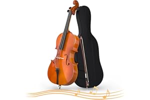 Doredo Cello 4/4 Kit, Acoustic Cello for Adults,Students,Beginners,Complete Full Size Cello Instrument Set with Portable Bag, Bow, Rosin, Natural