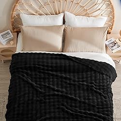 NEWCOSPLAY Queen Blanket for Couch Black Super Soft