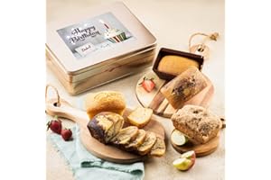 Dulcet Gift Baskets Birthday Tea Loaf Assortment with Fresh Baked Marble, Apple cinnamon & Pumpkin Cake Balloons & Candles Top Birthday Gift for Mom, Dad, Him, Her, College Student, Teens, Friends,