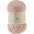 TEHETE 100% Merino Wool Yarn for Knitting 3-Ply Luxury Warm Soft Lightweight Crochet Yarn(Light Pink,3Balsl)