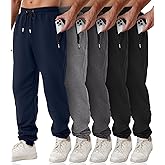 OZYJD Mens Sweatpants with Zipper Pockets 5 Pack Athletic Joggers for Men Warm Slim Fit Track Workout Running Sweat Pants