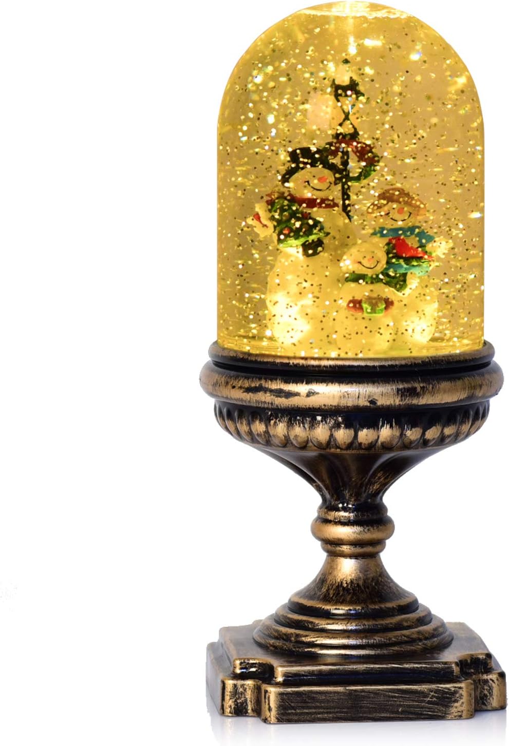 Lvydec Lighted Snow Globe Christmas Lantern - Glittering Water Snow Globe with Snowman for Christmas Home Tabletop, Battery-Operated