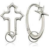 KBVASOTZ 2PCS Y2K Star-shaped And Cross-shaped Climbing Key Ring Set, Cool Belt Buckle, Fashionable Christian-style Key Ring, Suitable For Keys, Car Keys, Bags, And Outdoor Equipment.