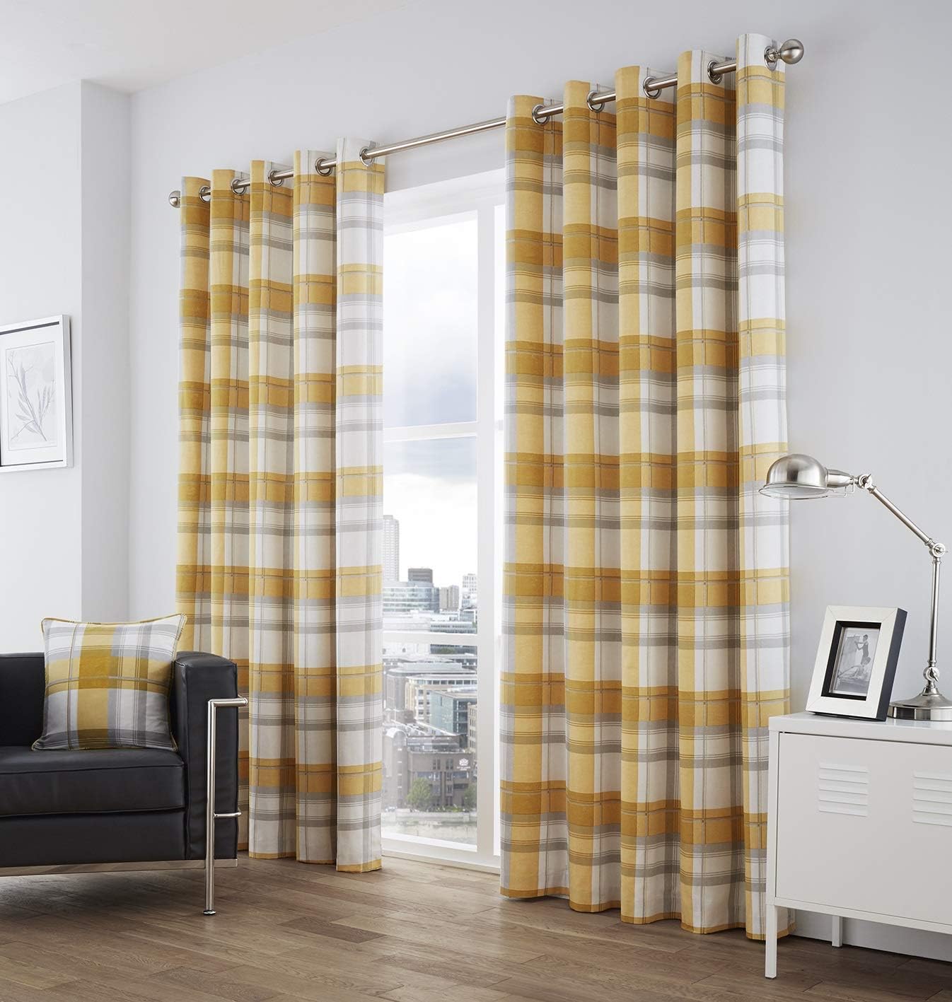 Fusion - Balmoral Check - Curtains, 168 x 183cm, OchreOEKO-TEX STANDARD 100