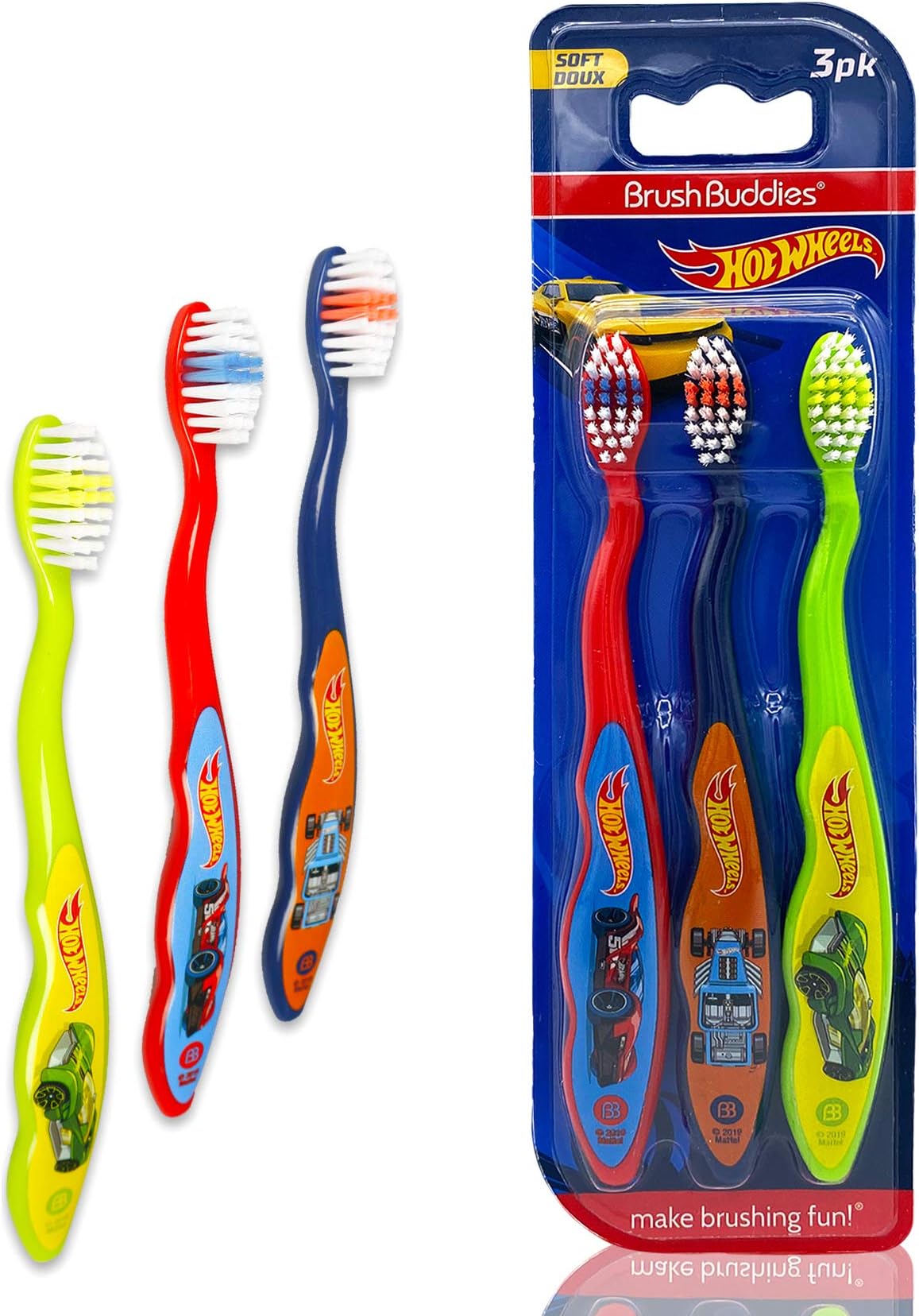 Hot Wheels Soft Bristle Manual Toothbrush Gift Set - Kids Friendly Designed Grip, Perfect Gifts for Boys Girls