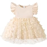 TENTIDE Baby Girl Butterfly Dress Tutu Ruffle Sleeveless Dresses Photograph Party Outfits Birthday Gift