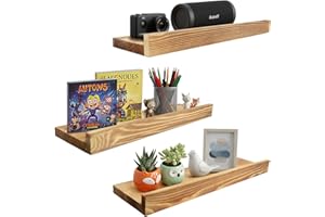 LIGHT DUST Wood Pegboard Shelves & Brackets Set - 3Pack 1/4 inch Peg Board Display Racks 14" x 4" Slat with Lip - Aesthetic Display & Storage Shelf for Room Office Craft Studio Workshop Workspace Garage (Brown)