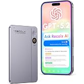 RECOLX AI Voice Recorder, AI Transcriber with GPT-5.2, Pearl Gray | One-tap recording, speech-to-text in 112 languages, auto summaries, 71 templates, 5 AI modes and end-to-end encryption