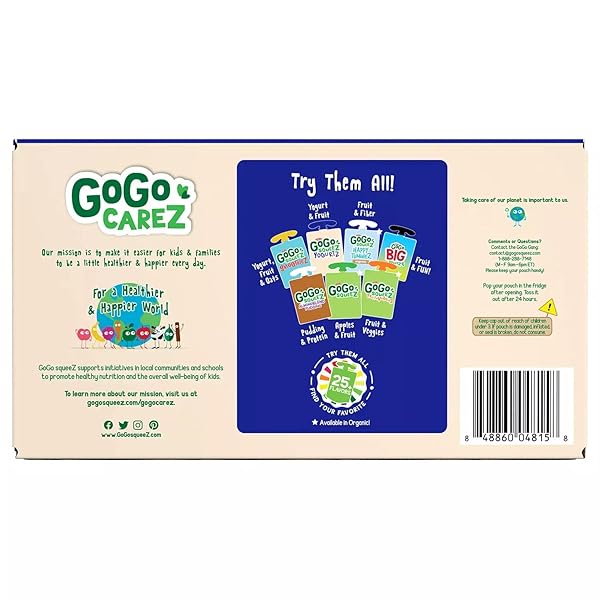 GOGO SQUEEZ YOGURTZ, STRAWBERRY AND PEACH (20 COUNT)