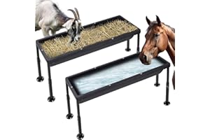 EPICHORIZON 2 Pack Livestock Feeding Trough Large Capacity Horse Feeder Water Trough with Adjustable Stand Trough Portable Duty Detachable Farm Feeding for Feeding Horses Alpacas Goats Sheep Cattle Pig in Farm