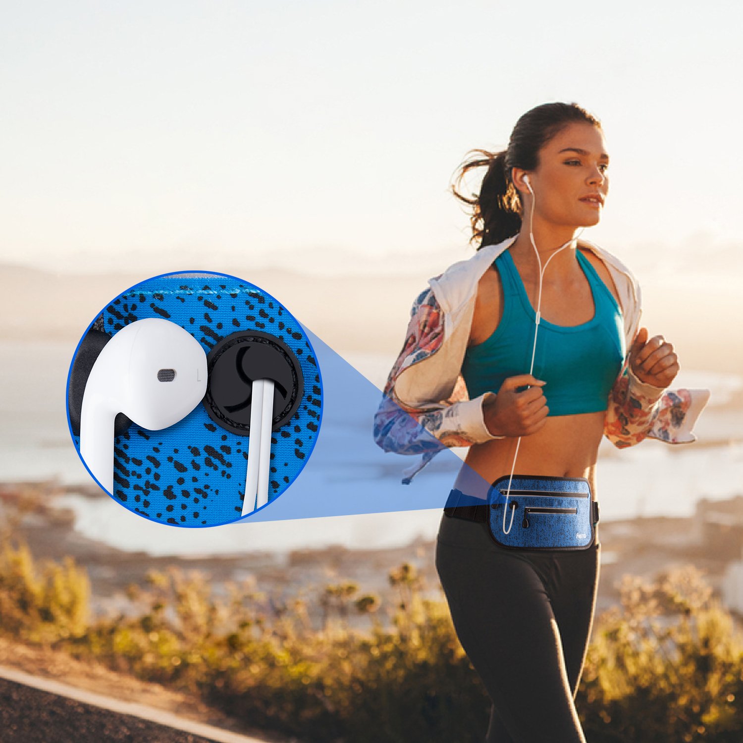 FREETOO Marsupio Running Cintura Corsa con 2 Tasche con Cerniera e Foro  Contiene Tutte le Dimensioni dei Telefoni Cellulari Inferiori a 5,5 Pollici  e Accessori per Viaggi Escursionistici L2 Marsupi urban-earth.co.uk