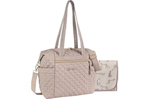 JESSICA SIMPSON Quilted Crossbody Diaper Bag Tote Purse Set for Baby Girl, Baby Boy with Changing Pad, Insulated Compartment