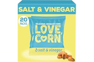 LOVE CORN Salt & Vinegar 0.7oz x 20 Bags - Delicious Crunchy Corn - Healthy Family Snacks - Gluten Free, Kosher, NON-GMO - Alternative for Chips, Nuts, Crackers & Pretzels - Perfect for Charcuterie Boards