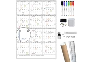 Dry Erase Wall Calendar - 38x26 Inches - Blank Undated Yearly Calendar - Whiteboard Premium Laminated Planner - Reusable Lami