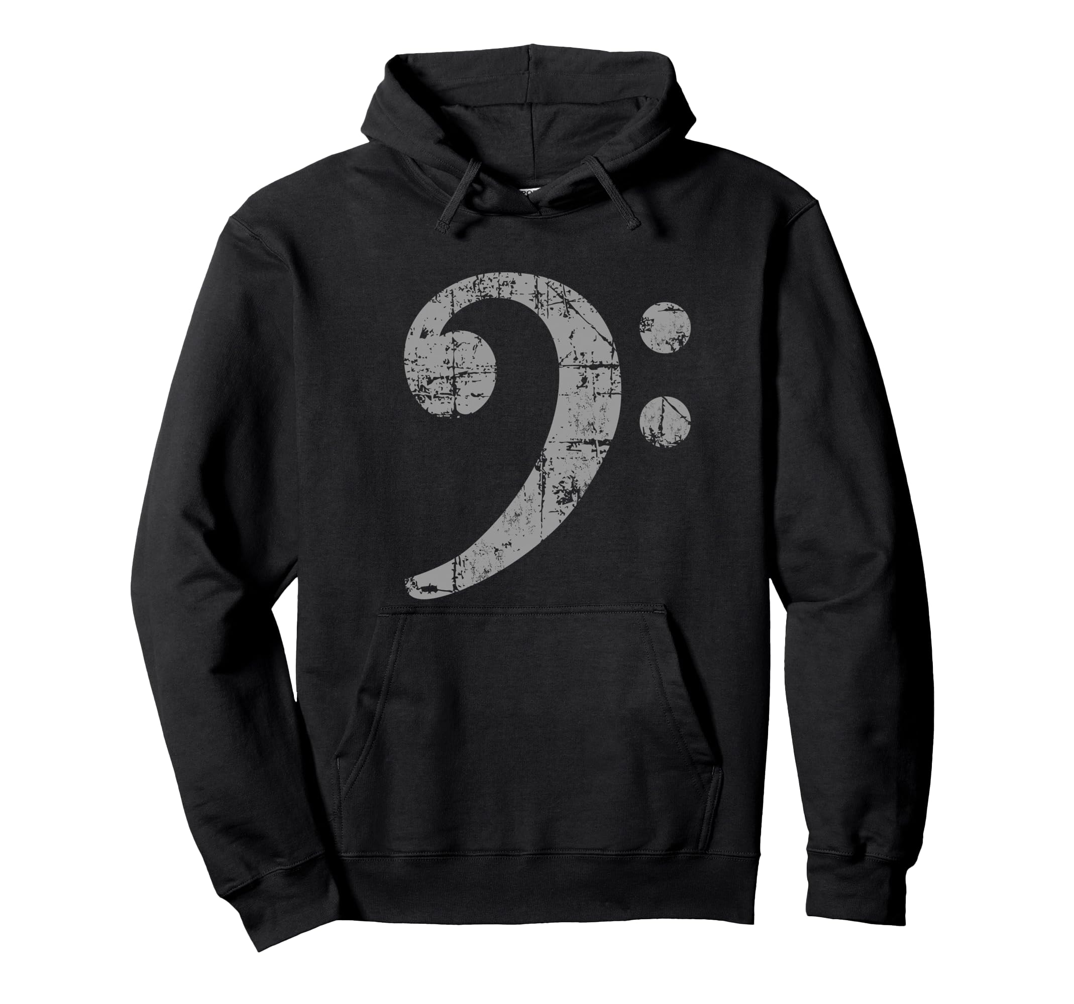 Bass Clef (Vintage Gray) Bassists & Bass Players Pullover Hoodie