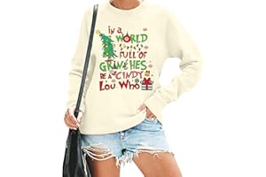 KIMSOONG Christmas Sweatshirt for Women Be A Cindy Lou Who Shirt Cute Christmas Graphic Tshirts Oversized Long sleeve Tops