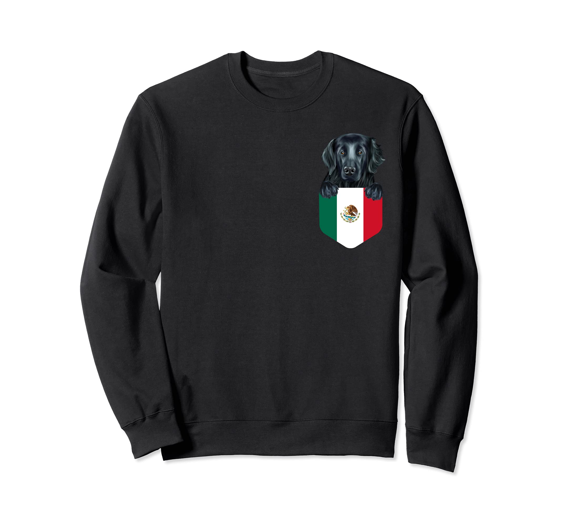 Mexico Flag Flat-Coated Retriever Dog In Pocket Sweatshirt