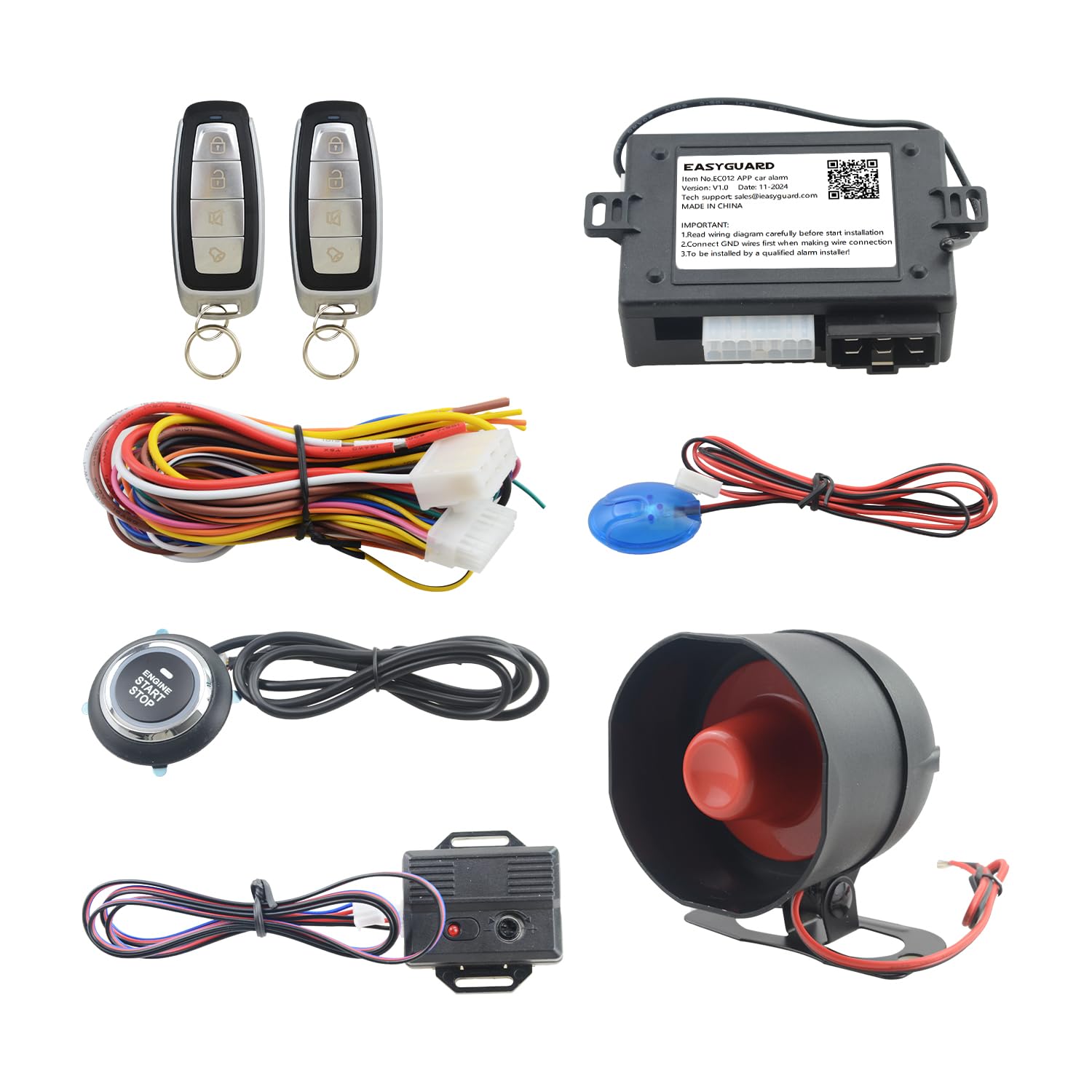 Photo 1 of EASYGUARD EC012 Smartphone APP car Alarm with Remote Start Push Start Button Proximity Unlock Lock keyless Entry DC12V