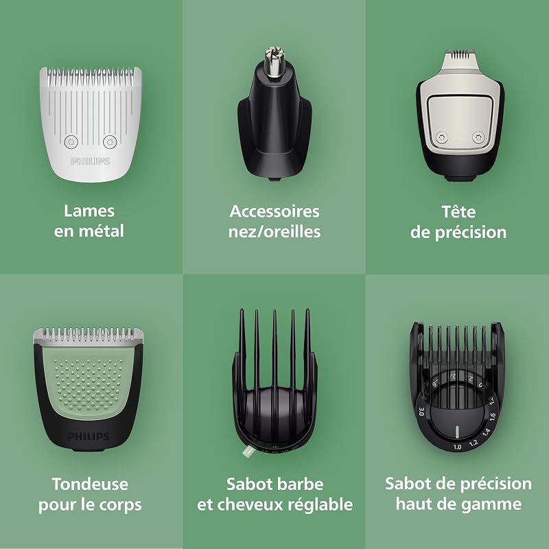 Multigroom série 7000 Tondeuse tout-en-un 16 accessoires – tondeuse pour barbe, cheveux et corps, lames en métal auto-affûtées, 21 hauteurs de coupe (0,5-16 mm), modèle MG7931/15