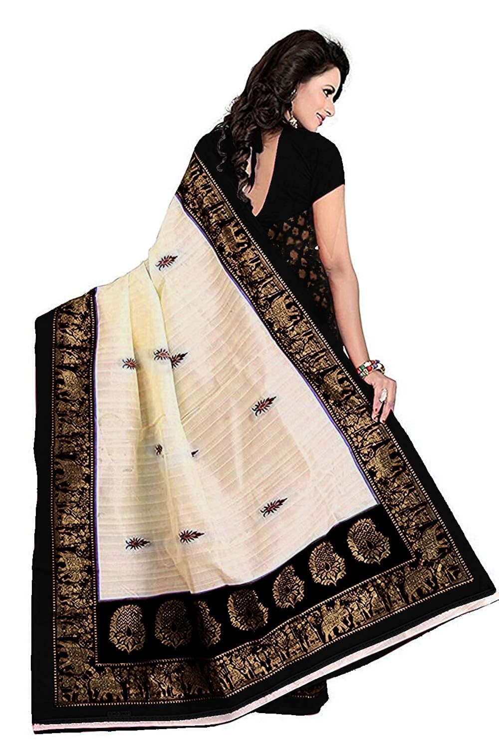 om sai latest creation women's bhagalpuri silk printed saree with blouse piece material