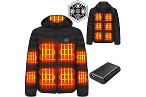 Heated Jackets for Men with Battery Pack, Mens Heated Jacket with 15 Heating Zones, Heated Coat with Detachable Hood