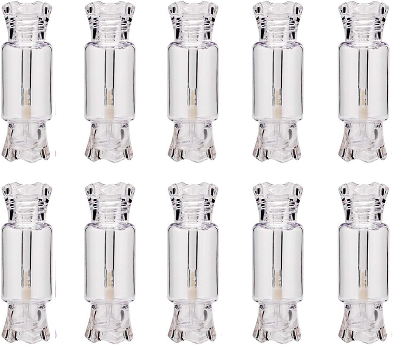 CCCYMM Set of 10 5ML Cute Design Transparent Candy Tube Empty Lip Gloss Lipstick Containers Refillable Lip Balm Bottles
